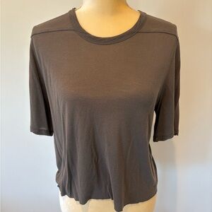 Rick Owens Dark Gray short sleeve cropped tee shirt, Sz 4/6